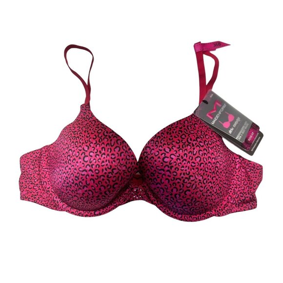 Maidenform Demi Coverage Bra Red-Pink Cheetah Print Style 09729 Women SZ 36B New - Picture 1 of 11